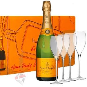 Veuve Clicquot Ponsardin Brut Champagne Mega Pack (+ 4 Pohár) [4*0,75L]