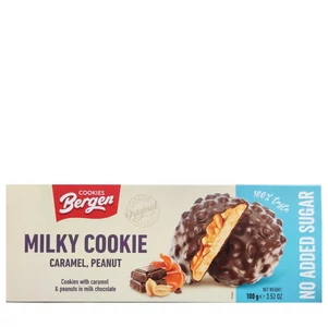 Bergen Milky Cookie - Caramel, Peanut Keksz Box (Hozzáadott Cukor Nélkül) [100g]